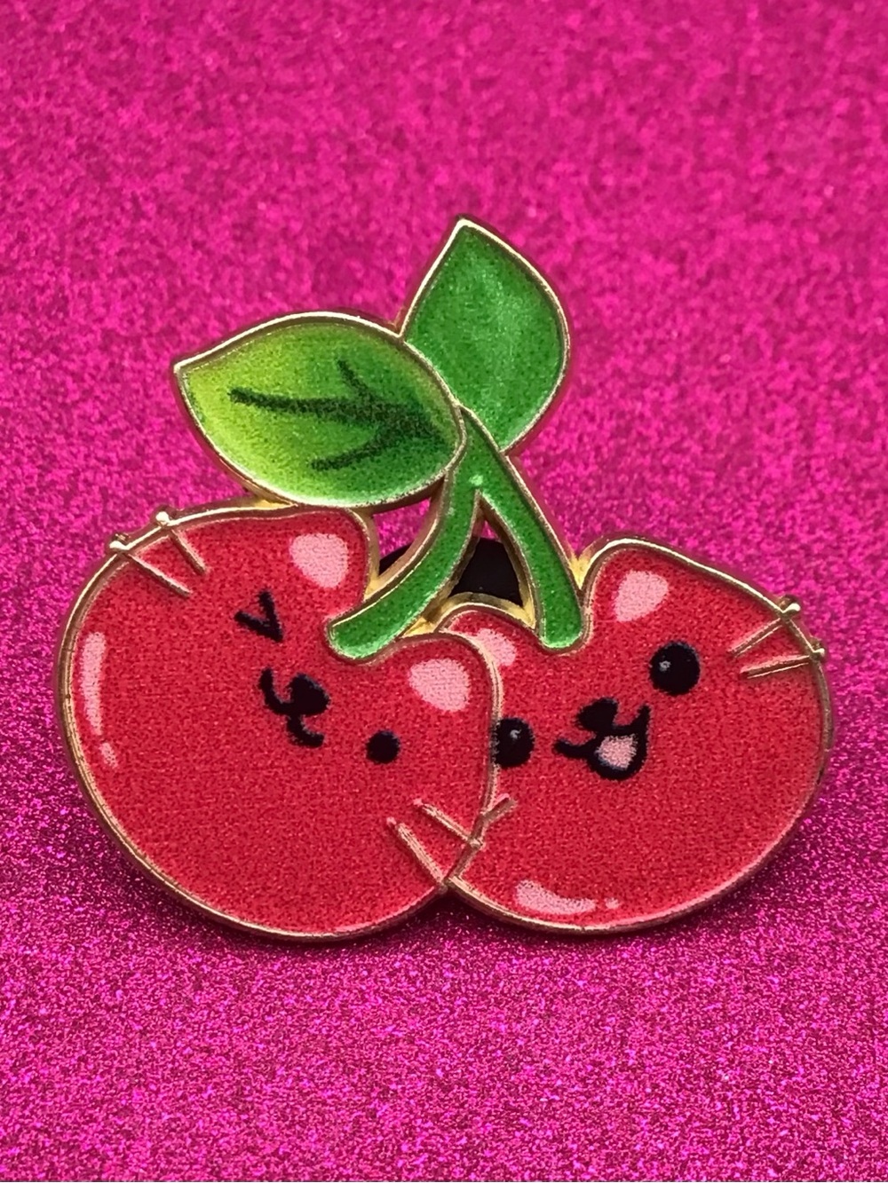 Cherry Cats Enamel Pin